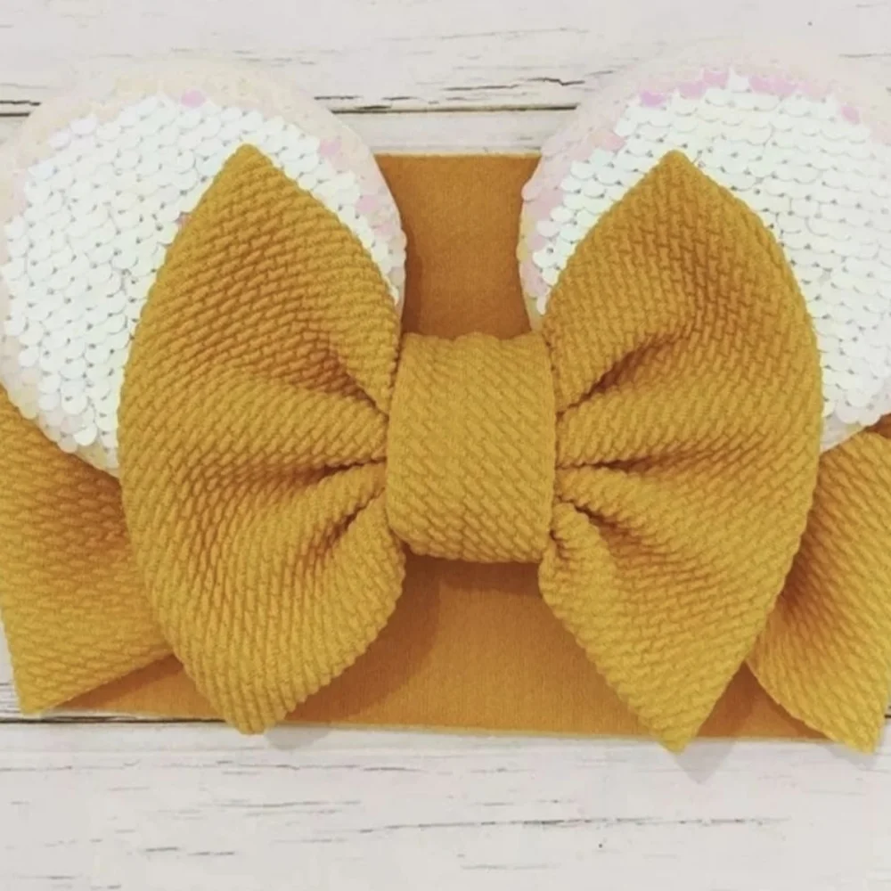 Minnie Mouse Ears Headband Mickey Disney Thanksgiving Fall Bow Turkey Yellow